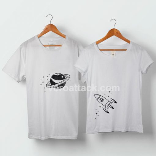 Astronaut and Love Planet Couple Tshirt