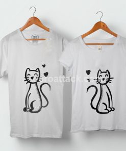 Cats in Love Couple Tshirt size S to 5XL - veroattack.com