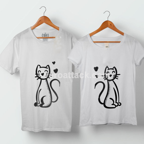 Cats in Love Couple Tshirt size S to 5XL. Shirts For Couples, Couple Shirt