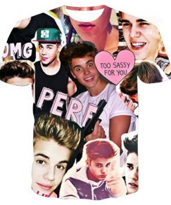 Justin bieber color collage full print graphic shirt