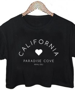 california paradise cove malibu crop shirt graphic print tee for women