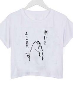 fish japan crop shirt graphic print tee for women