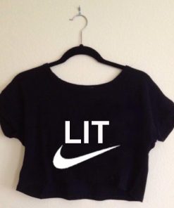 LIT logo sport crop shirt graphic print tee for women