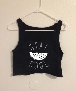 stay cool crop top graphic print tee for women