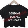 sending you all my heart crop shirt graphic print tee for women