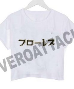 japanese font crop shirt graphic print tee for women