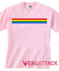 Striped Rainbow light pink T Shirt Size S,M,L,XL,2XL,3XL