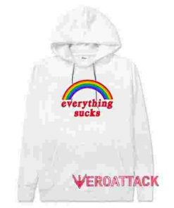 Rainbow Everything Sucks White hoodie