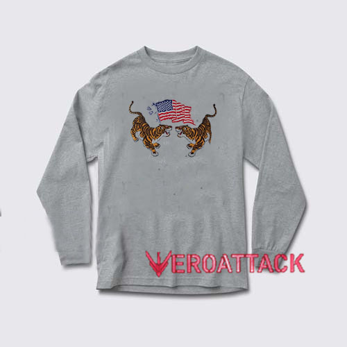 Tigers and American Flag Long sleeve T Shirt