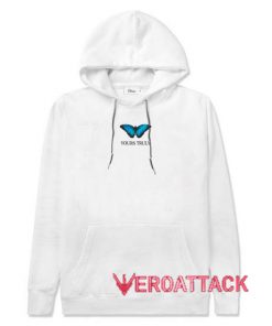 Yours Truly Blue Butterfly White color Hoodies
