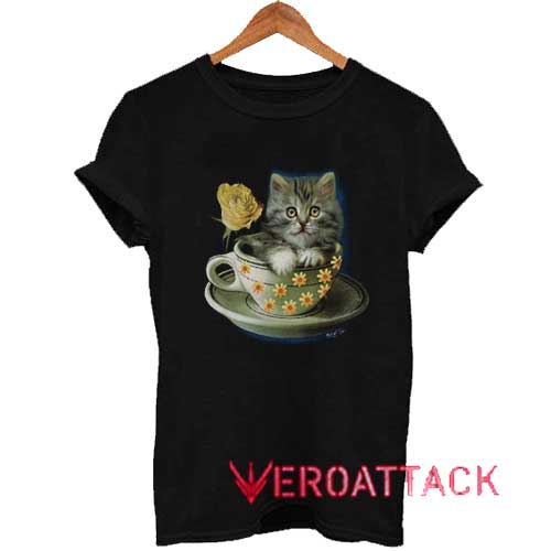 Cute Cat in Tea Cup Print Tshirt