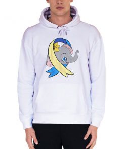 White Hoodie Flower Ribbon Elephant With Down Syndrome Shirt