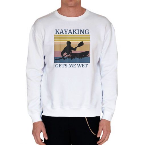 White Sweatshirt Halloween Kayaking Gets Me Wet Shirt