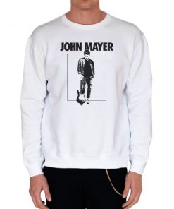 White Sweatshirt Playing Guitar Music John Mayer Shirt