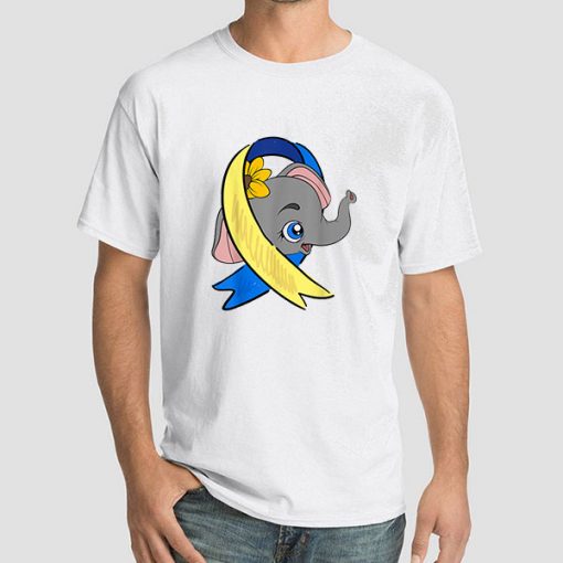Flower Ribbon Elephant With Down Syndrome Shirt