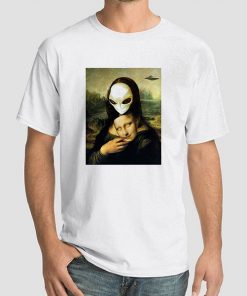 Mona Lisa Alien UFO Mask Fun Shirt