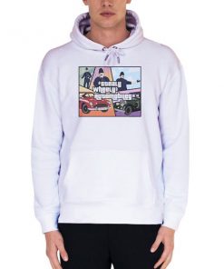 White Hoodie Vintage Stealy Wheely Automobiley Shirt