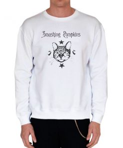White Sweatshirt 3 Eyed Cat Smashing Pumpkins T Shirt
