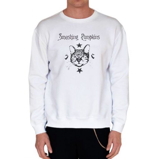 White Sweatshirt 3 Eyed Cat Smashing Pumpkins T Shirt