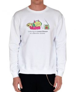 White Sweatshirt Listening to Lemon Demon Shirt