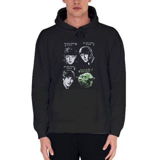 Black Hoodie Star Wars Beatles Yoda Shirt