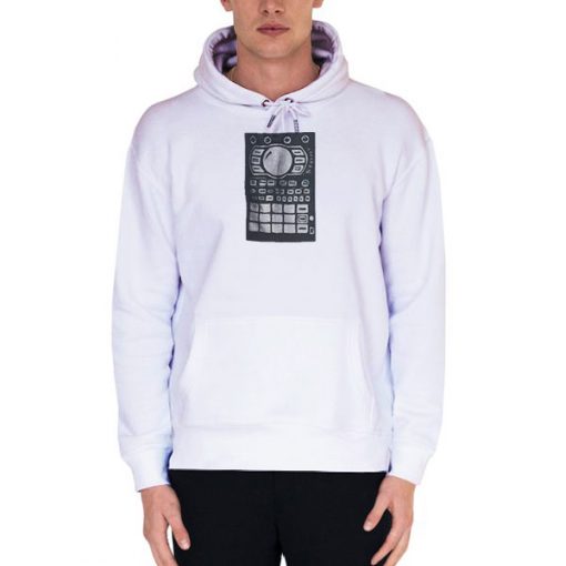 White Hoodie Woodblock Relief Print Roland Sp 404 Shirt