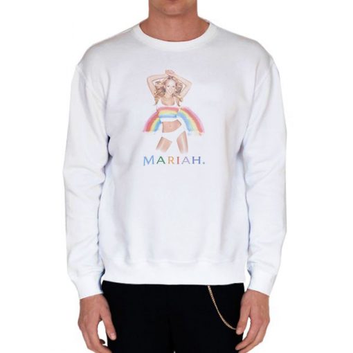 White Sweatshirt Vintage Hot Mariah Carey Rainbow Shirt