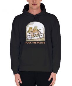Black Hoodie Frog and Toad Fuck the Police T Shirt