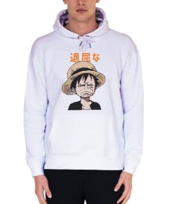 White Hoodie Anime Luffy Funny Face Shirt