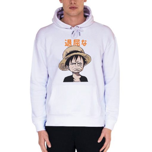 White Hoodie Anime Luffy Funny Face Shirt