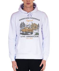White Hoodie Americana Pipedream Apparel Classic Logo