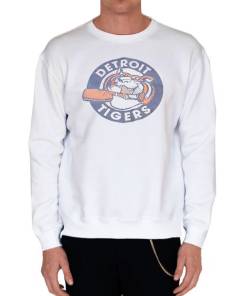 White Sweatshirt Vintage 90s Detroit Tigers