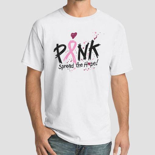 White T Shirt Support Spread the Hope Breast Cancer