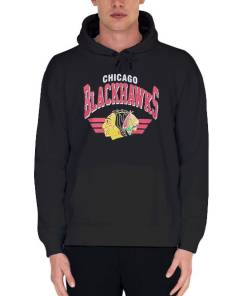 Black Hoodie Graphic Chicago Vintage Blackhawks