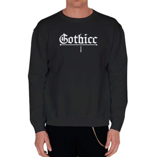 Black Sweatshirt Letter Design Gothicc