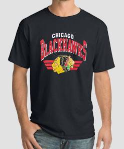 Black T Shirt Graphic Chicago Vintage Blackhawks