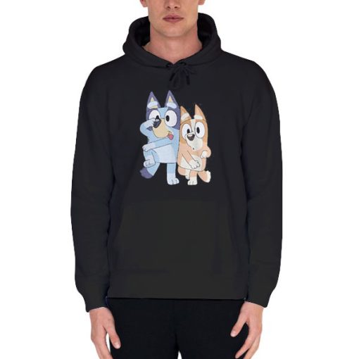 Black Hoodie Cute Characters Bluey for Adults