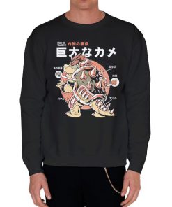 Black Sweatshirt Giant Japanese Turtle Monster in Sea