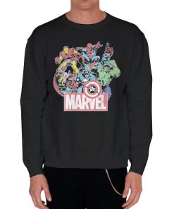 Black Sweatshirt Retro All Characters Avengers Vintage