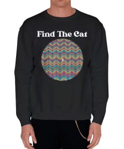 Black Sweatshirt Vintage Colours Cat Optical Illusion