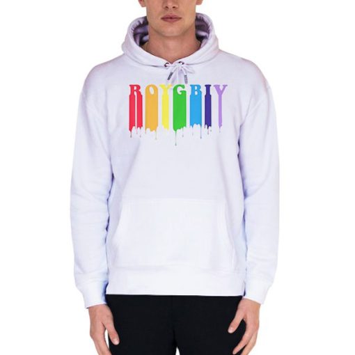White Hoodie Drippy Rainbow Roygbiv Clothing