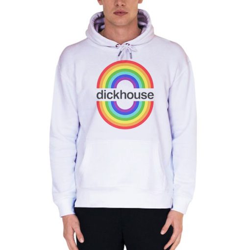 White Hoodie Rainbow Dickhouse Merch