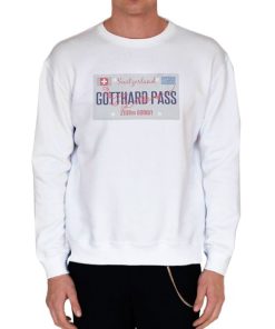 White Sweatshirt Classic Gotthard Pass Switzerland