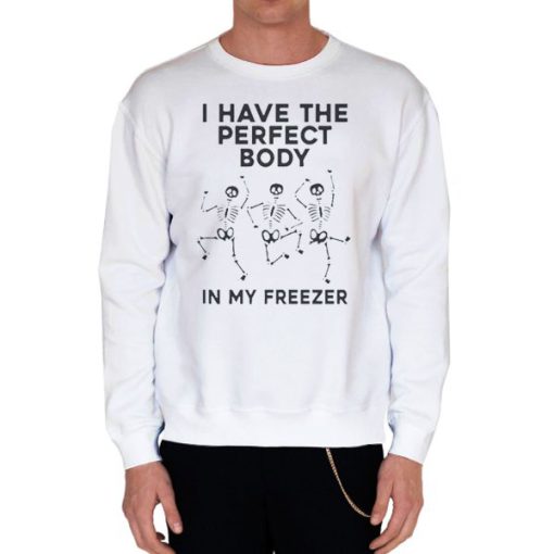 White Sweatshirt Parody Body in a Freezer