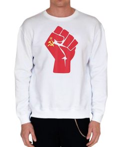 White Sweatshirt Resistance Symbol Communism Fist