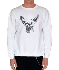 White Sweatshirt Vintage Black Fennec Fox