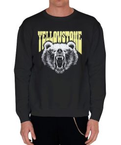 Black Sweatshirt Retro Snarling Grizzly Bear Yellowstone