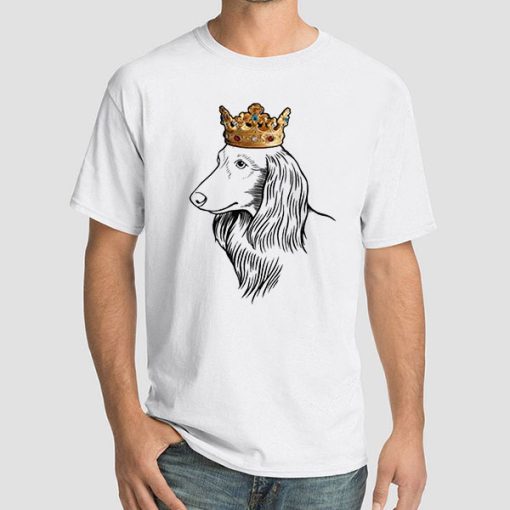 Long Haired Saluki Dog Wearing Crown Shirt